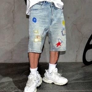 Stylish Denim Shorts with Colorful Accents